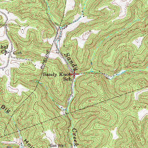 Topographic Map of Sandy Knob School (historical), WV