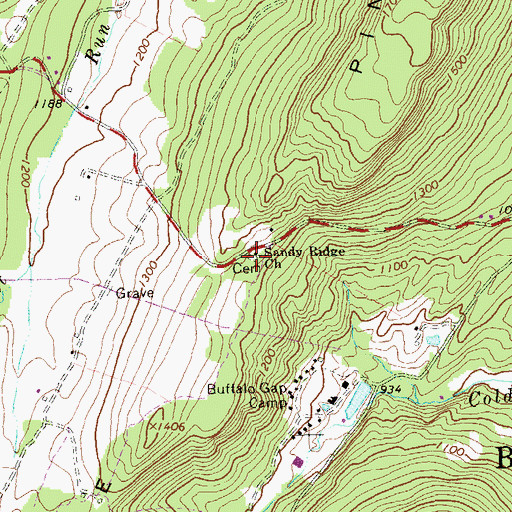 Topographic Map of Sandy Ridge Church, WV