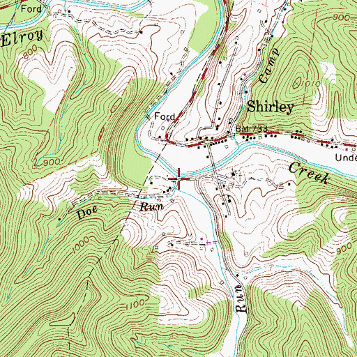 Topographic Map of Sandy Run, WV