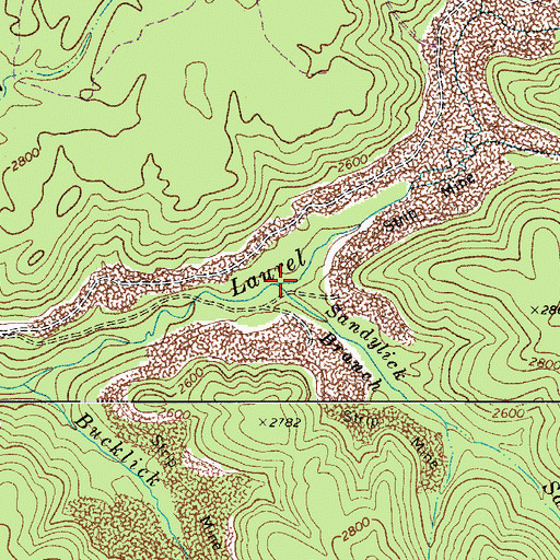Topographic Map of Sandylick Branch, WV