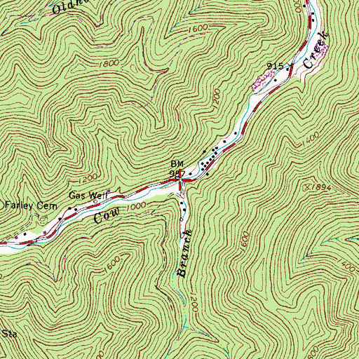 Topographic Map of Sang Branch, WV