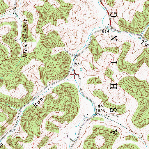 Topographic Map of Sang Run, WV