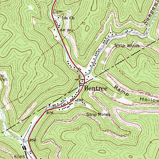 Topographic Map of Sangamore Fork, WV