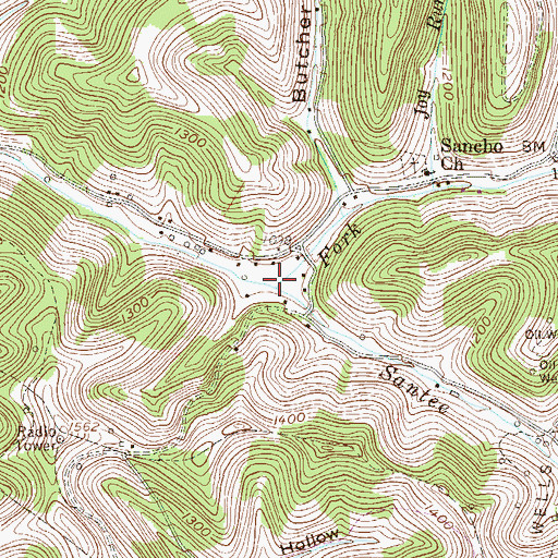 Topographic Map of Santee Run, WV