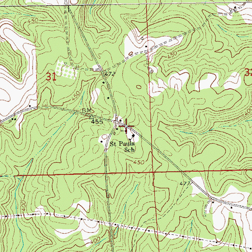Topographic Map of Saint Paul Church, AL