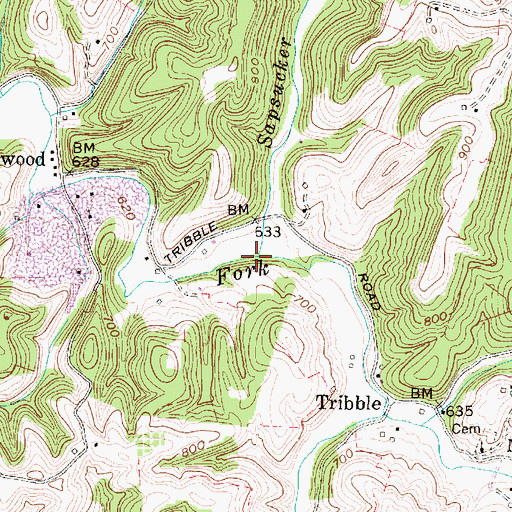 Topographic Map of Sapsucker Run, WV