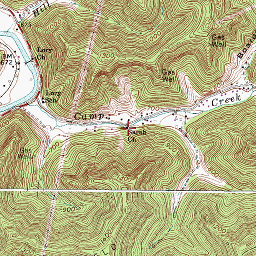 Topographic Map of Sarah Church, WV