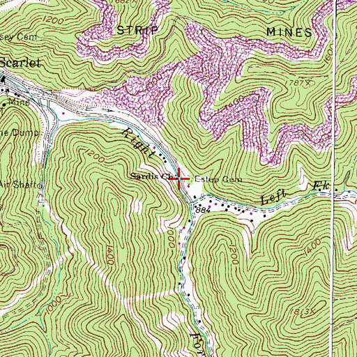 Topographic Map of Sardis Church, WV