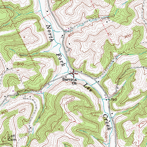 Topographic Map of Sarepta Church, WV