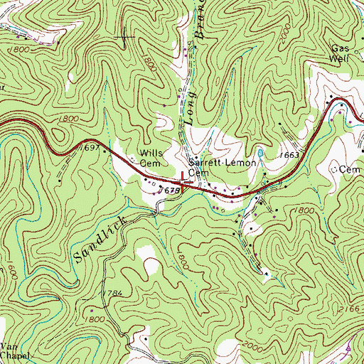 Topographic Map of Sarrett-Lemon Cemetery, WV