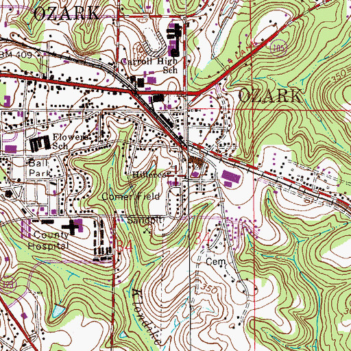 Topographic Map of Hillcrest Baptist Church, AL