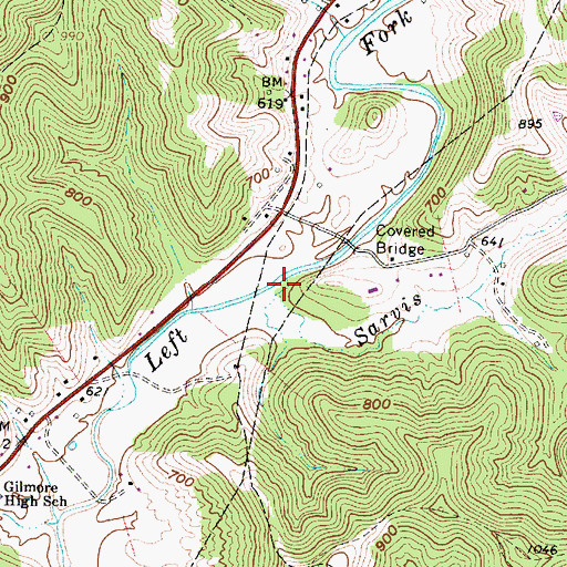 Topographic Map of Sarvis Fork, WV
