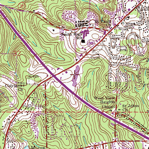 Topographic Map of Martindale Plaza Shopping Center, AL