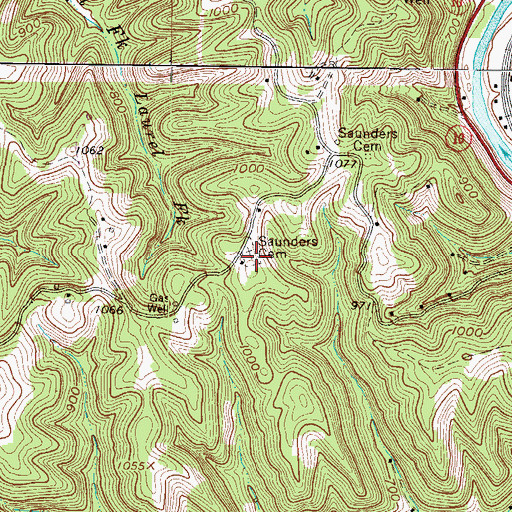 Topographic Map of Saunders Cemetery, WV