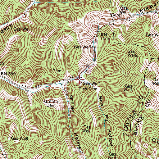 Topographic Map of Saw Pit Hollow, WV