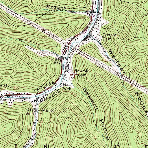Topographic Map of Sawmill Cemetery, WV