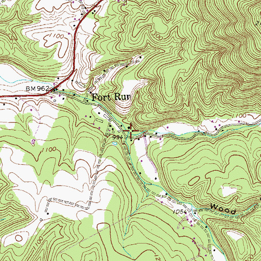 Topographic Map of Sawmill Run, WV