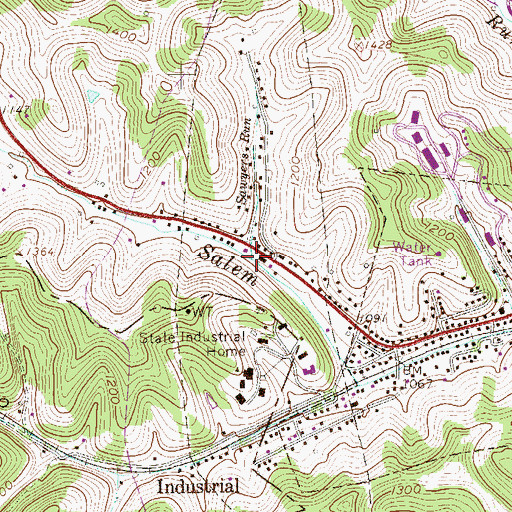 Topographic Map of Sawyers Run, WV