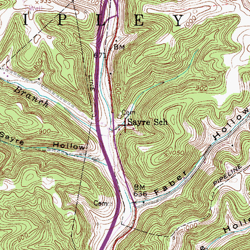 Topographic Map of Sayre School (historical), WV
