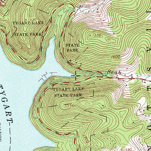 Topographic Map of Scab Run, WV