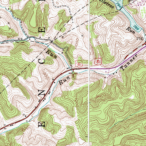 Topographic Map of Scaffold Run, WV