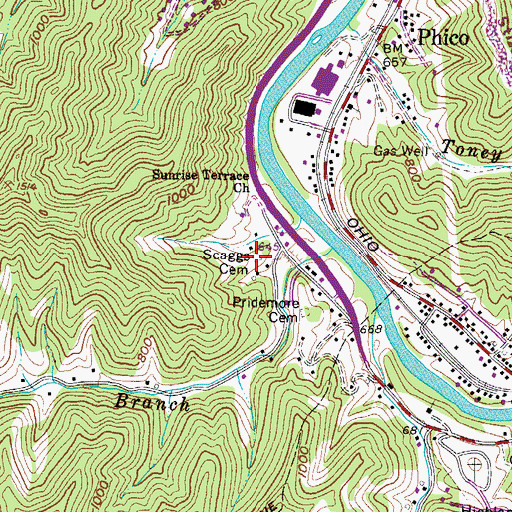 Topographic Map of Scaggs Cemetery, WV