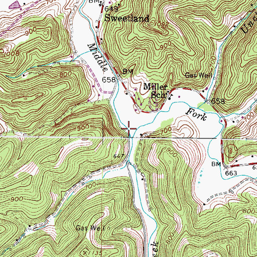 Topographic Map of Scary Creek, WV