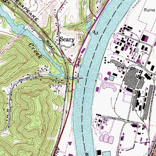 Topographic Map of Scary Creek, WV