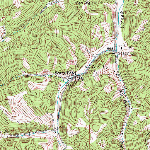 Topographic Map of Scary School (historical), WV