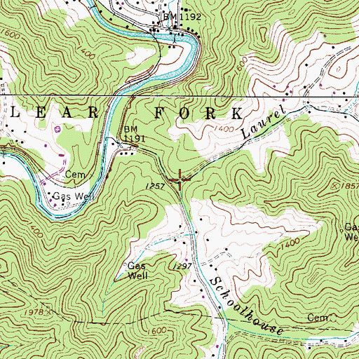 Topographic Map of Schoolhouse Branch, WV