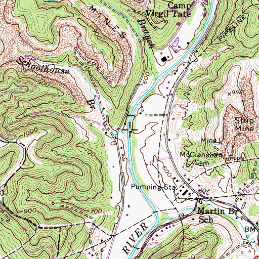 Topographic Map of Schoolhouse Branch, WV