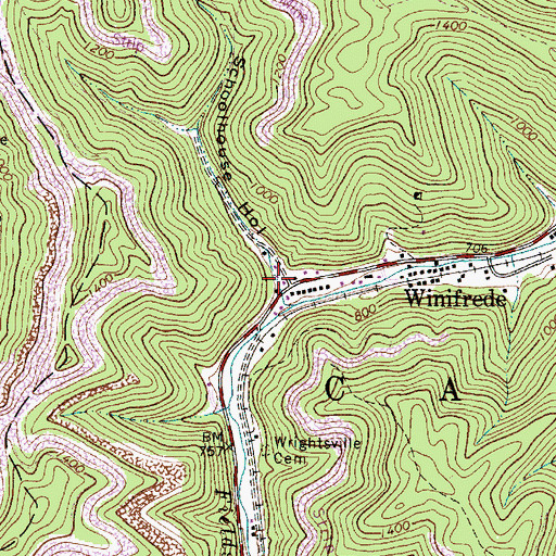 Topographic Map of Schoolhouse Hollow, WV