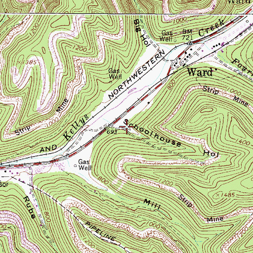 Topographic Map of Schoolhouse Hollow, WV