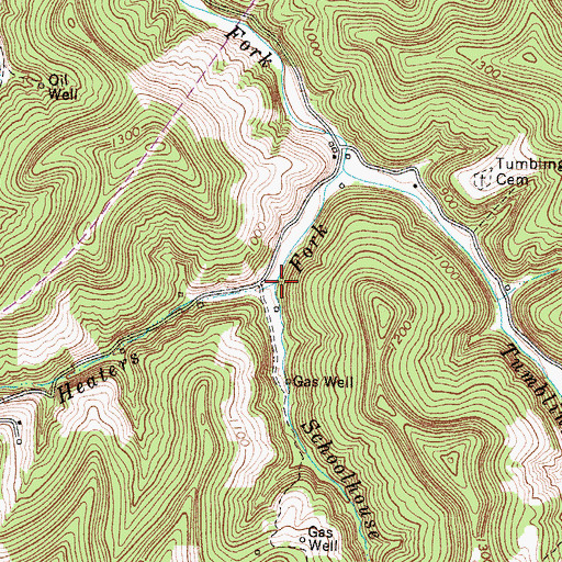 Topographic Map of Schoolhouse Run, WV