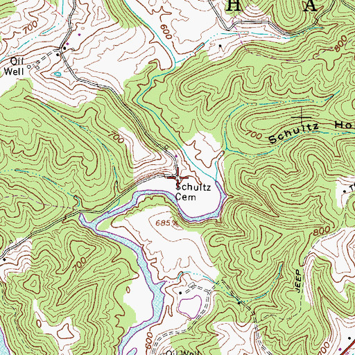 Topographic Map of Schultz Cemetery, WV