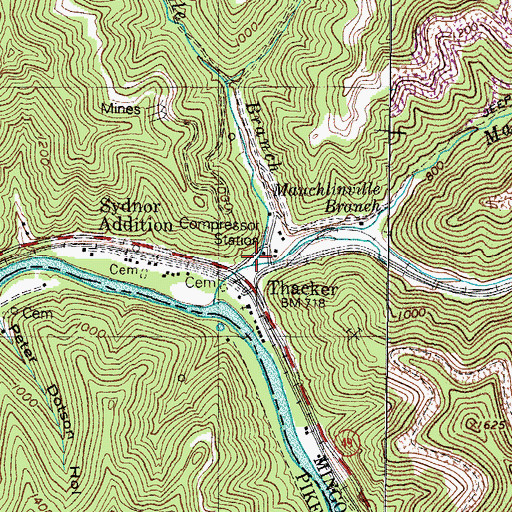 Topographic Map of Scissorsville Branch, WV