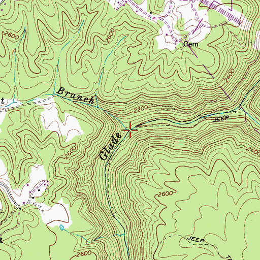 Topographic Map of Scott Branch, WV