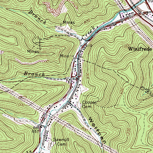 Topographic Map of Scott Branch, WV
