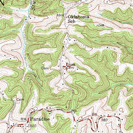 Topographic Map of Scott Cemetery, WV