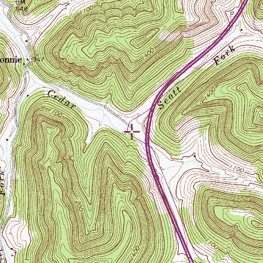 Topographic Map of Scott Fork, WV