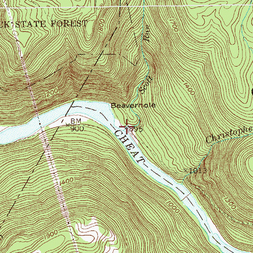 Topographic Map of Scott Run, WV
