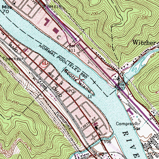 Topographic Map of Scotts Island, WV