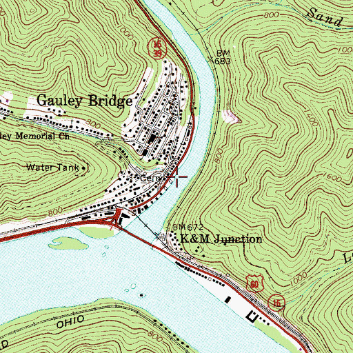 Topographic Map of Scrabble Creek, WV