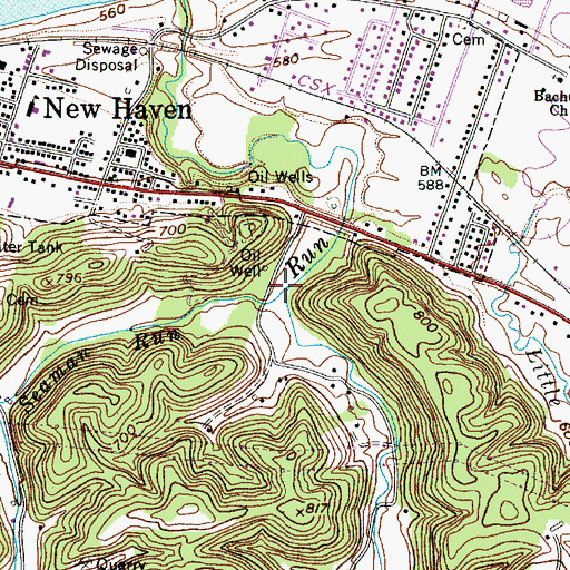 Topographic Map of Seaman Run, WV