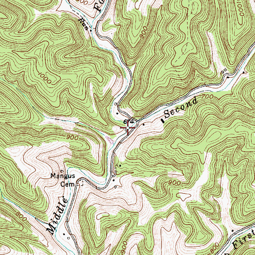 Topographic Map of Second Creek, WV