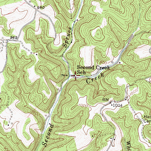 Topographic Map of Second Creek School (historical), WV
