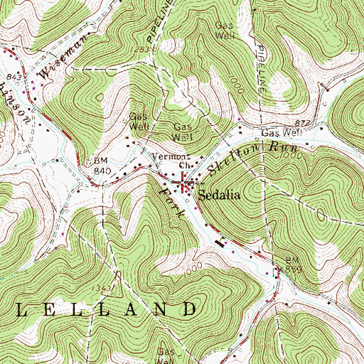 Topographic Map of Sedalia, WV