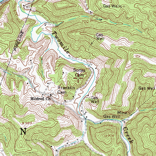 Topographic Map of Seites Cemetery, WV