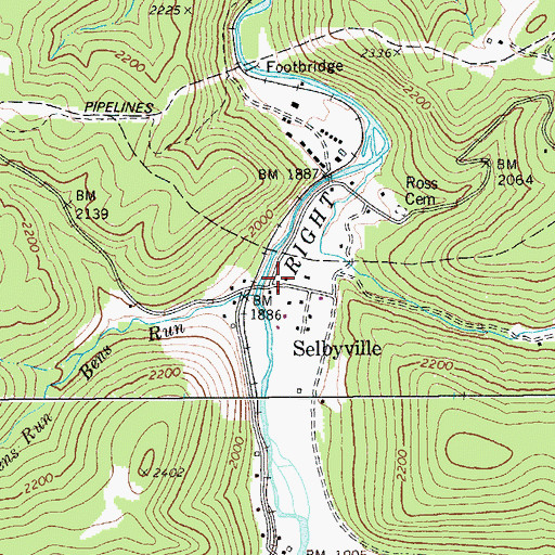 Topographic Map of Selbyville, WV