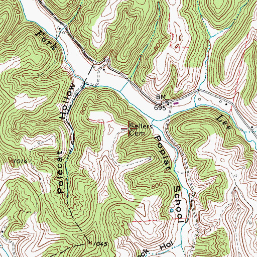 Topographic Map of Sellers Cemetery, WV